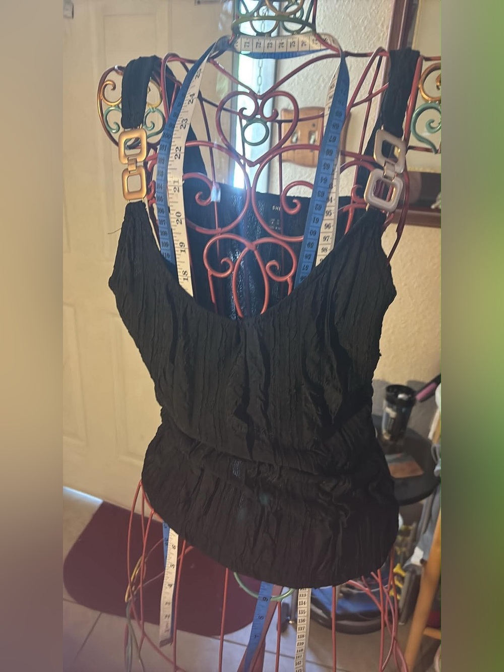 Black Women's Sleeveless Ruffled Tank Top